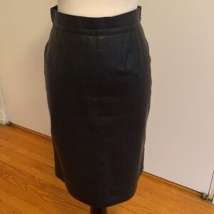 Vintage Alaia Black Leather Skirt